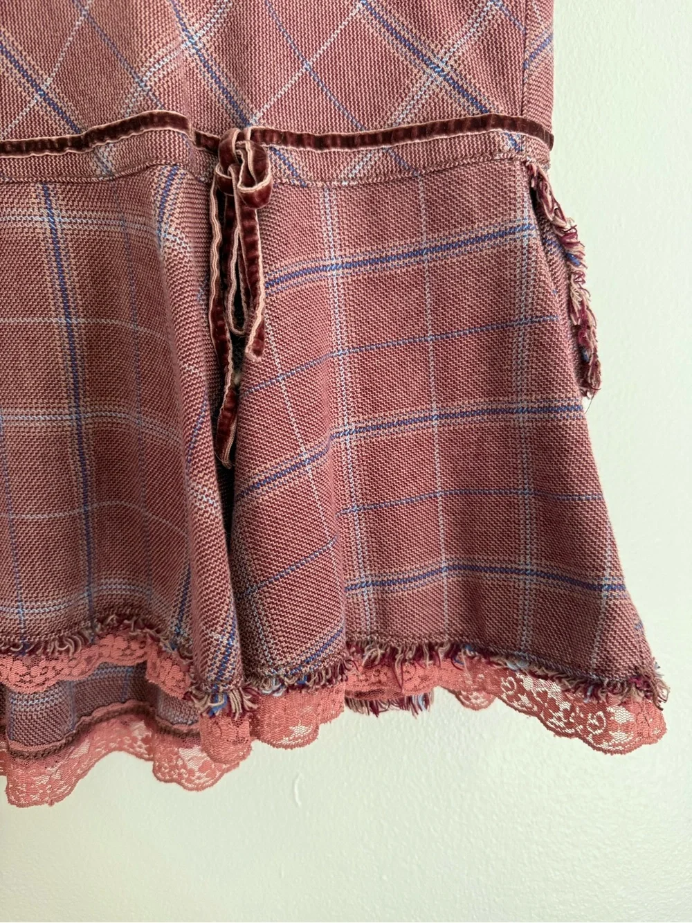 Free People Mauve Plaid Ruffle Hem Midi Skirt - Picture 2 of 10